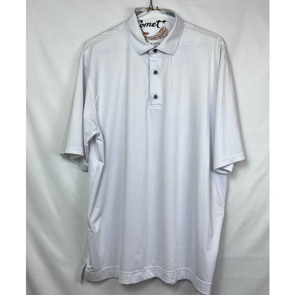 FJ Foot Joy Mens 2XL White Short Sleeve 3 Button Polo Athleisure Golf Shirt - Picture 1 of 7